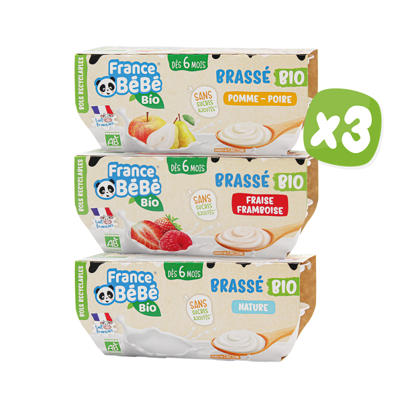 France Bébé Nutrition Brassés Yaourt Pomme Poire Bio 4 x 100g