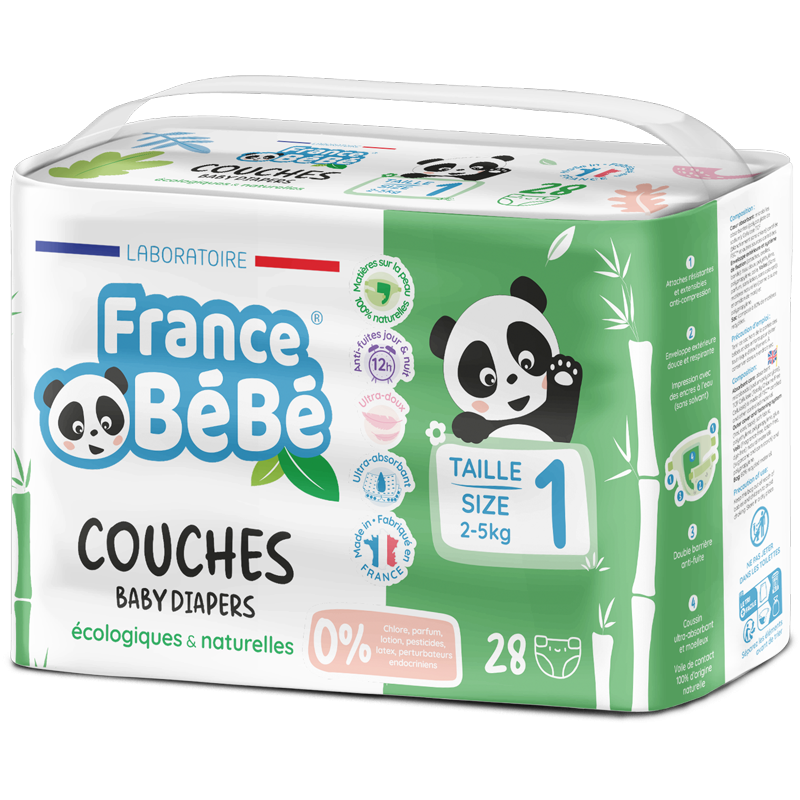 Couches écologiques taille 1 (2-5kg) pour bébés fabriquées en