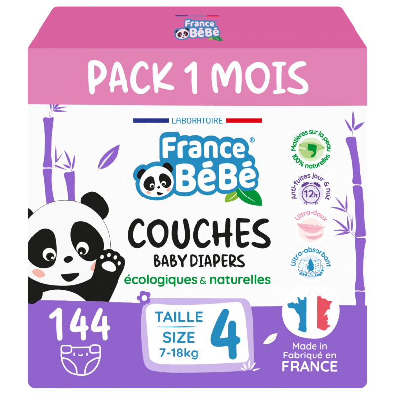 Couches bébécouches écologiques taille 4 (7-18kg) carton de 180