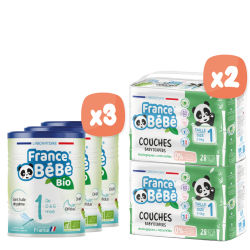 Pack lait 1er âge et couches bébé T1