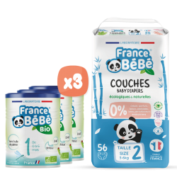 Pack lait 1er âge et couches bébé T2