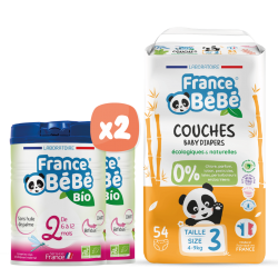 Pack lait 2ème âge et couches bébé T3