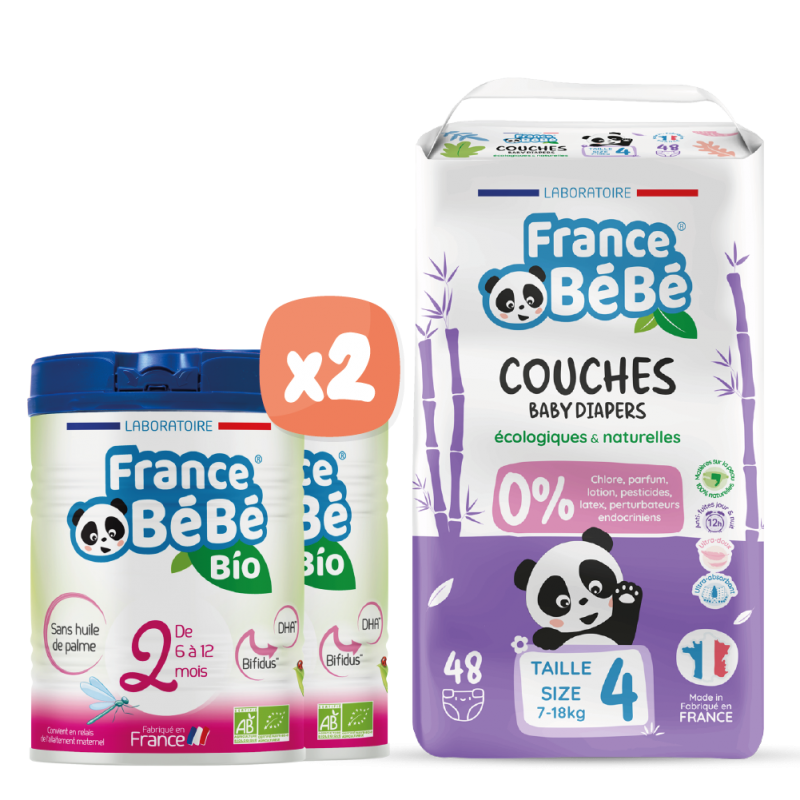 Pack lait 2ème âge et couches bébé T4