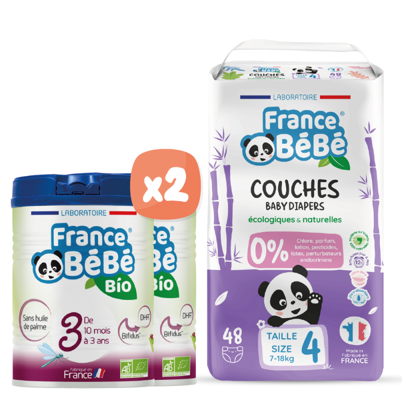 Pack lait 3ème âge et couches bébé T4