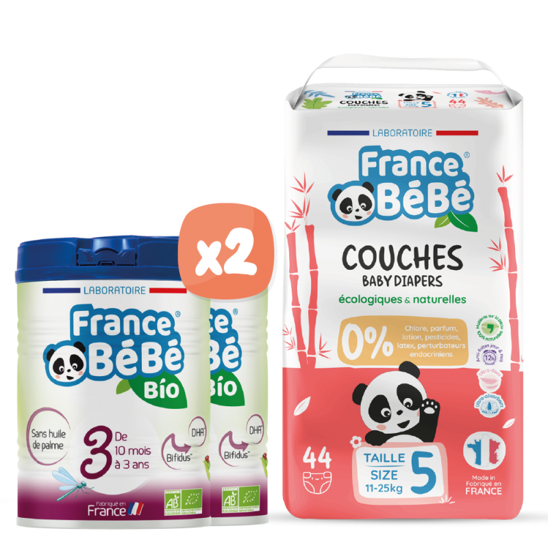 Pack lait 3ème âge et couches bébé T5